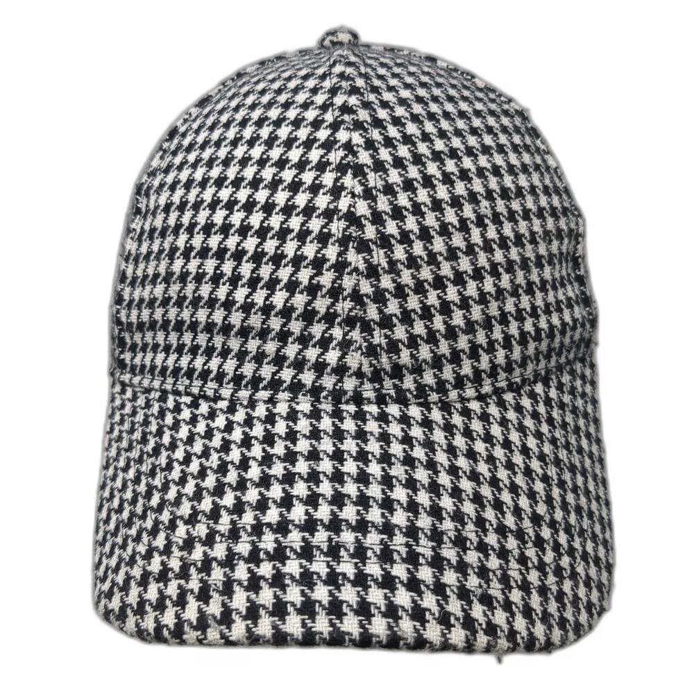 The Hatter Company Baseball Cap Black White One Size Houndstooth Pattern Hat